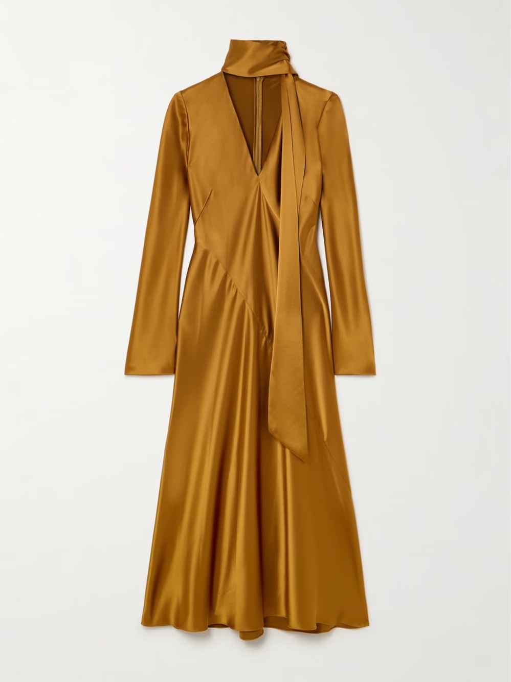 Galvan Audrey Scarf Detail Satin Midi Dress
